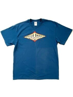 Delta Pro Weight Outer Banks Surfboards Graphic Blue Tee Shirt, Men’s Size L